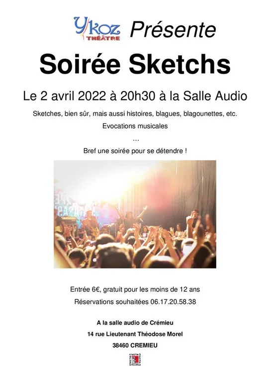 Affiche de la soirée sketches du 2 avril 2022
