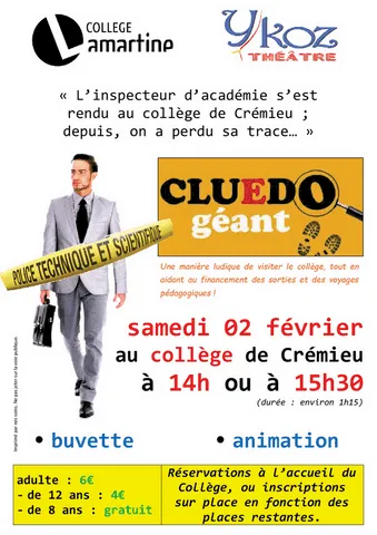 Affiche du Cluedo du Collège Lamartine de Crémieu
