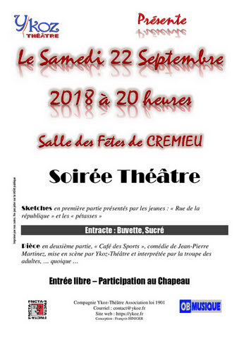 Affiche de la soirée du 22 septembre 2018
