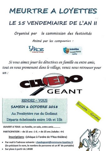Affiche du Cluedo de Loyettes - 1 octobre 2018